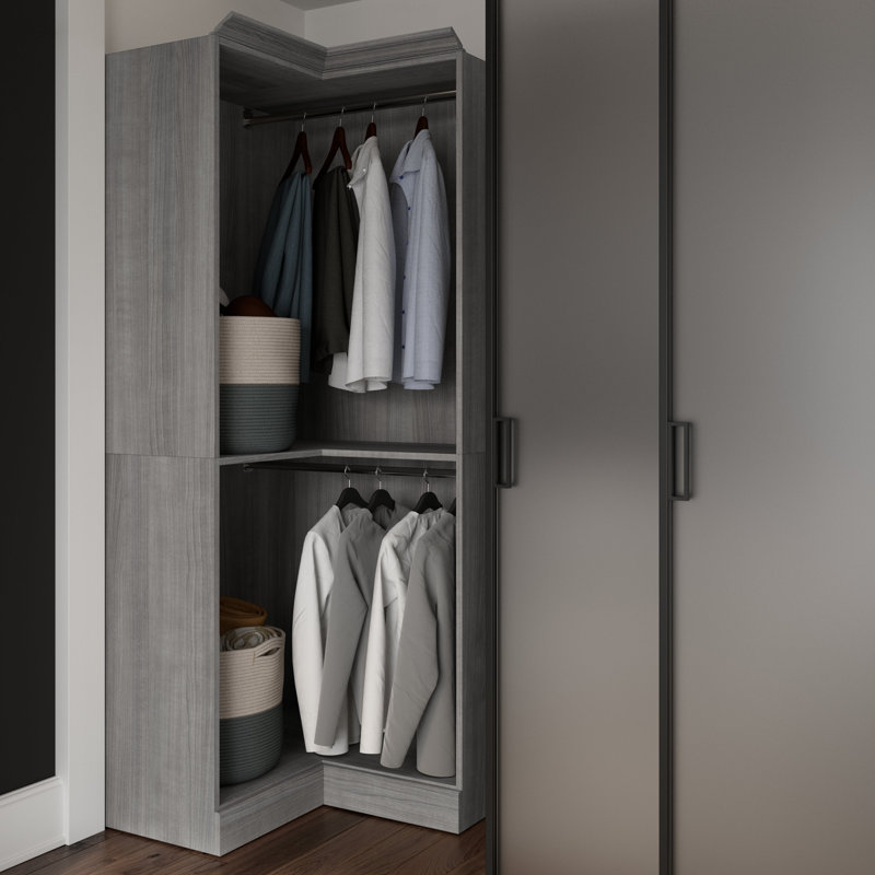 Alvaretta 36" Corner Closet System, Platinum Gray
