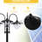 74.5" 3 Solar Lamp Post With Planter - Automatic Outdoor Lighting, 6 Hour Max, Black Finish For Patio & Driveway Street High, ,