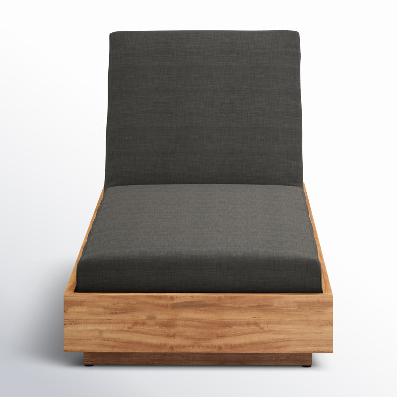 Arvad Outdoor Teak Wood Chaise Lounge , Cushion Included, Charcoal