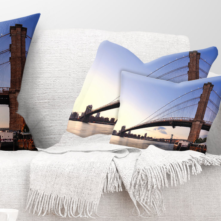 Housse et insert de coussin carré Brooklyn Bridge in New York City, Carrée 18 po x 18 po