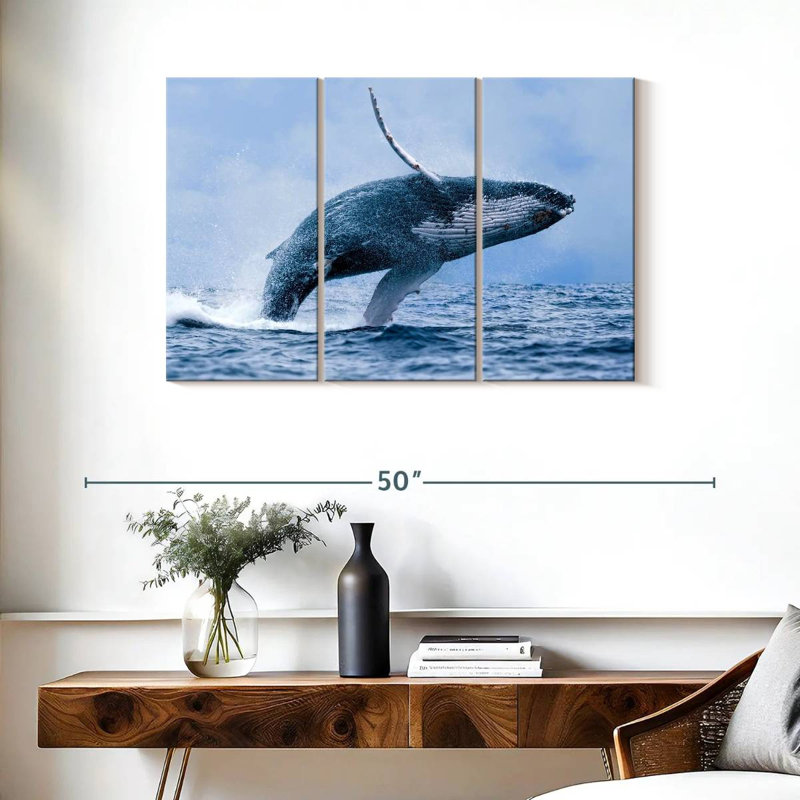 Brampt Leaping Humpback Whale, 24" H x 38" W