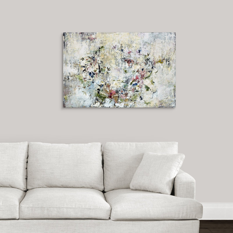 « floral couronne », peinture sur toile, Toile tendue, H 16 po x l 24 po x p 1,25 po