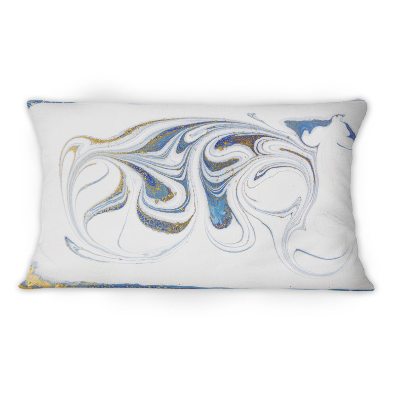 Coussin blanc blanc et or Marble Rivers - imprimé moderne 1