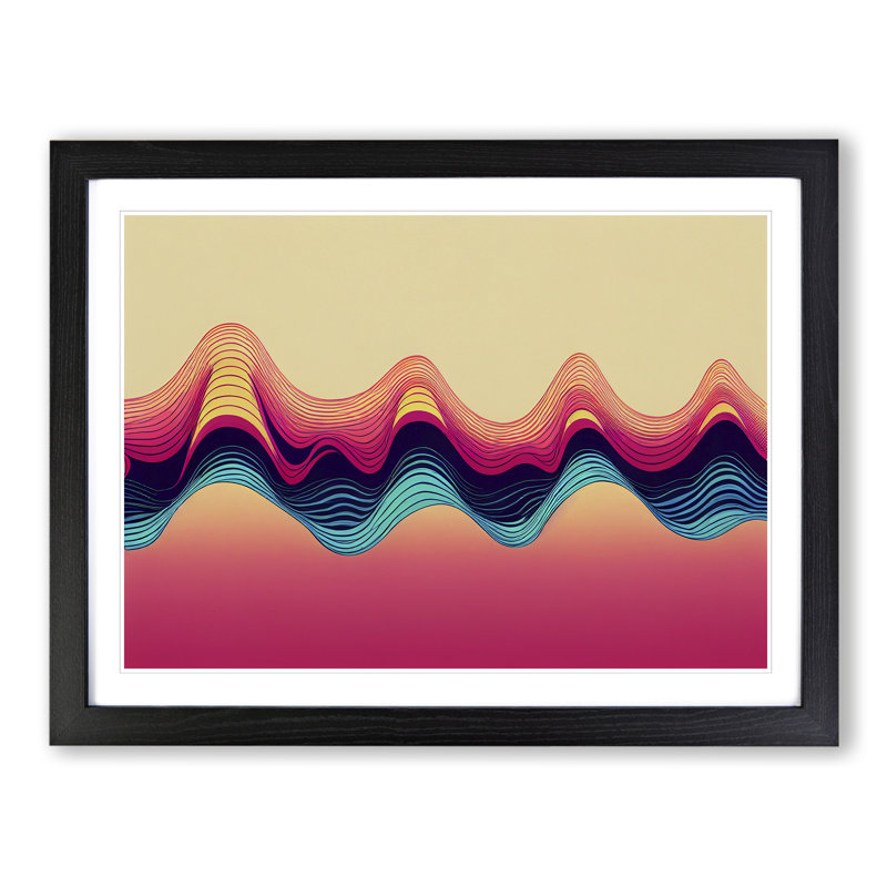Audio Soundwaves Pop Art Abstract - Single Picture Frame Print, 46cm H x 64cm W, Black