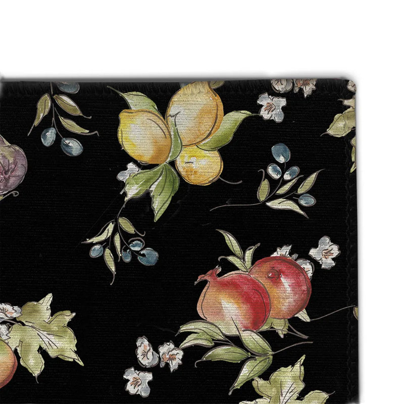 Tapis intérieur / extérieur rectangulaire à motif de fruits croquis avec envers antidérapant, Rectangle 4 pi x 6 pi