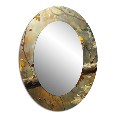 Mignon oiseau moineau sur une branche tombée - miroir mural éclectique