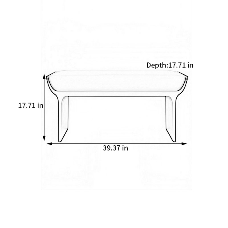 Banc rembourré en mélange de polyesteroffesardin, H 17,71 po x l 39,37 po x P 17,71 po