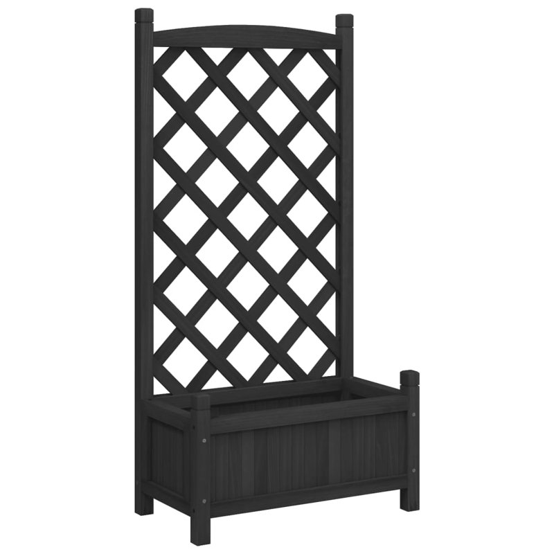Lahiri Wood Pot Planter, Black, 43.3" H x 21.7" W x 11.8" D
