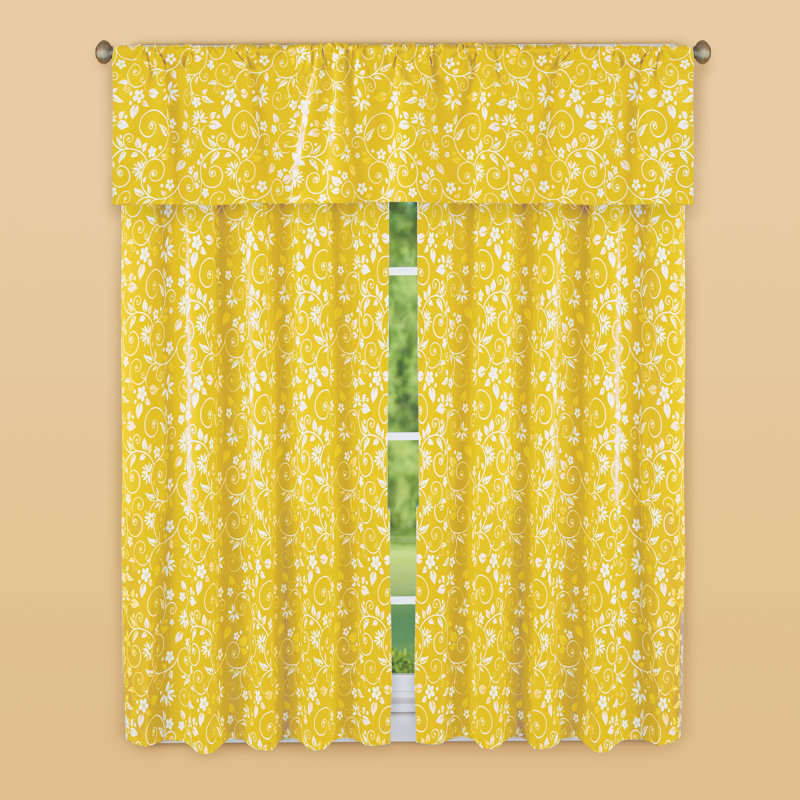 Panneau de rideau semi-transparent en microfibre, L 52 po x L 63 po, Jaune