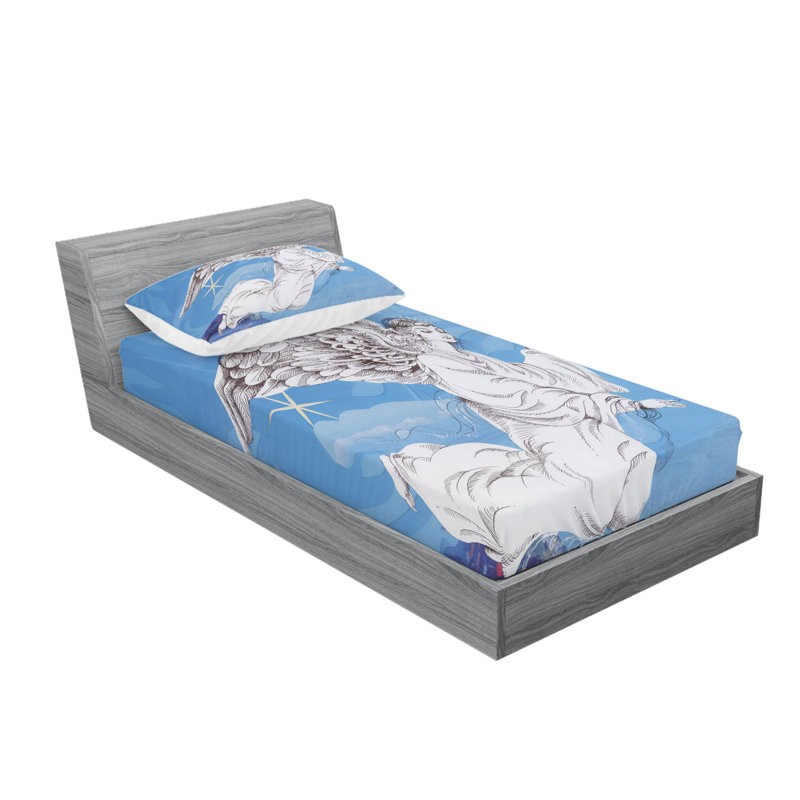Ensemble de draps Angel Wings, Ensemble de draps pour lit simple avec drap-housse