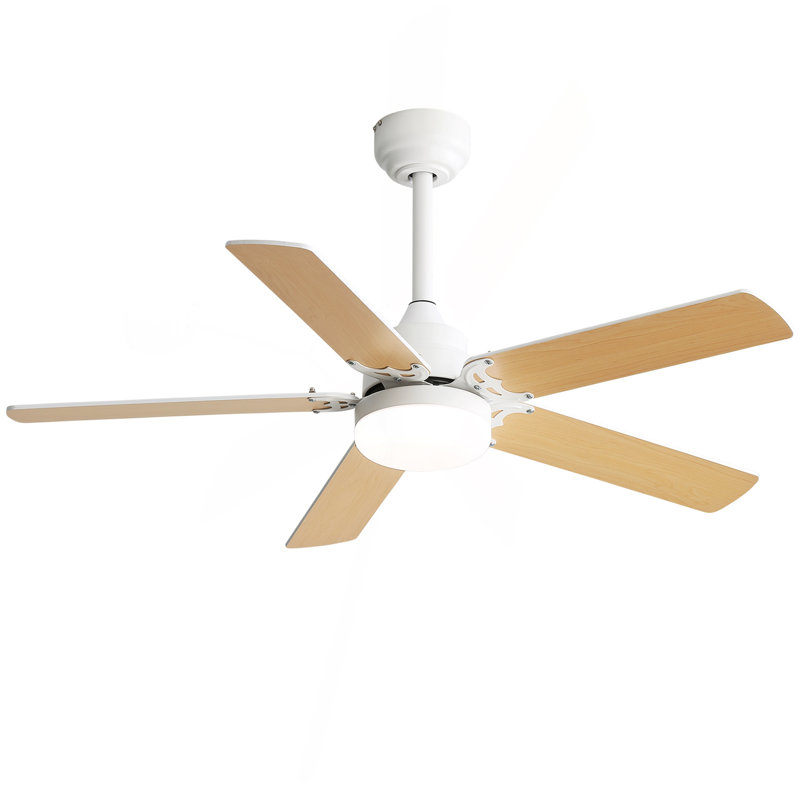 42 Inch Modern Ceiling Fan With LED Light 5 Blades Remote Control Reversible DC Motor White, Natural, White