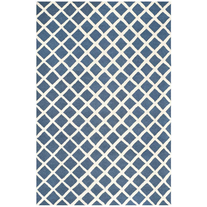 Sanyla Hand Tufted Wool Geometric Rug, Rectangle 4' x 6'