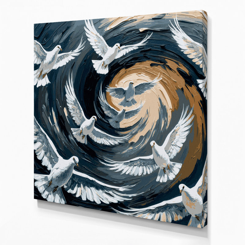 Art mural sur toile oiseaux aux yeux rouges et colombe, H 8 po x l 8 po
