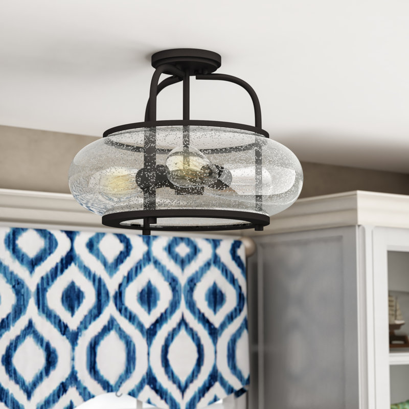 Spofford Glass Semi Flush Mount, Oil Rubbed Bronze