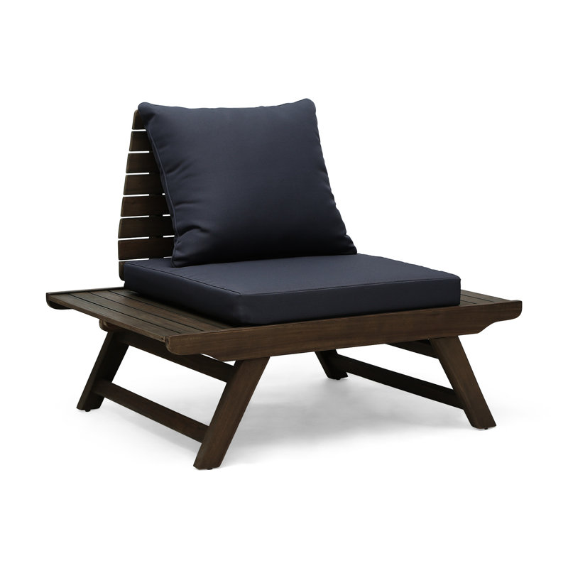 Outdoor Club Chair With - Cushion And Expanded Seat - Dark Grey Broad, Brown, Dark Gray