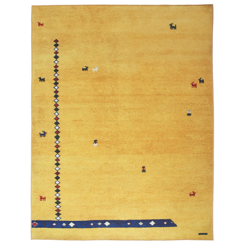 Gabbeh Machine Washable Area Rug with Built-in Padding and Non-Slip Backing, Rectangle 6' x 9'