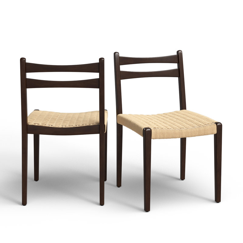 Cord Solid Wood Ladder Back Side Chair, Walnut