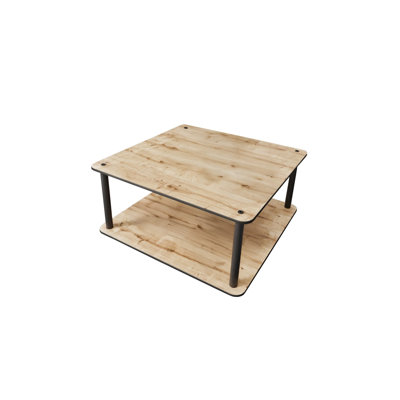 Modern Coffee Table, Oak Color, 27.6 x 15.0 x 27.6 inches | 100% MDF with Compressed Kraft Legs | Stylish Industrial Design, Perfect for Living Room & Lounge Areas, Durable & Elegant Addition to Your Home Decor