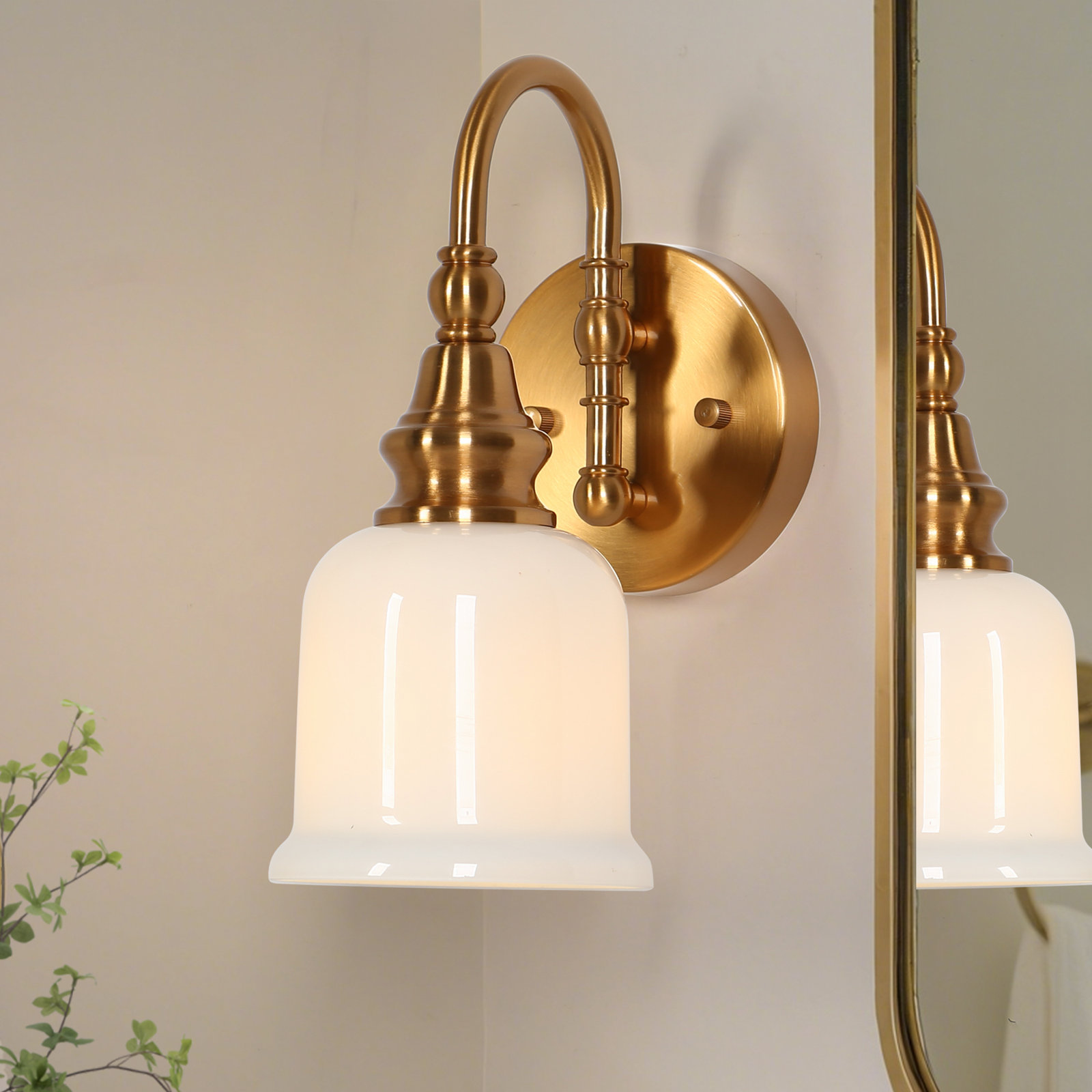 Cassiel Single Light Dimmable Armed Sconce, Gold