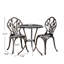 Ensemble bistro 3 pièces en aluminium coulé à finition cuivre avec table ronde et deux chaises pour patio et jardin-129694589