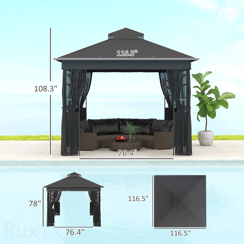 Gazebo, Mosquito Net For Outdoor Use With Shelves