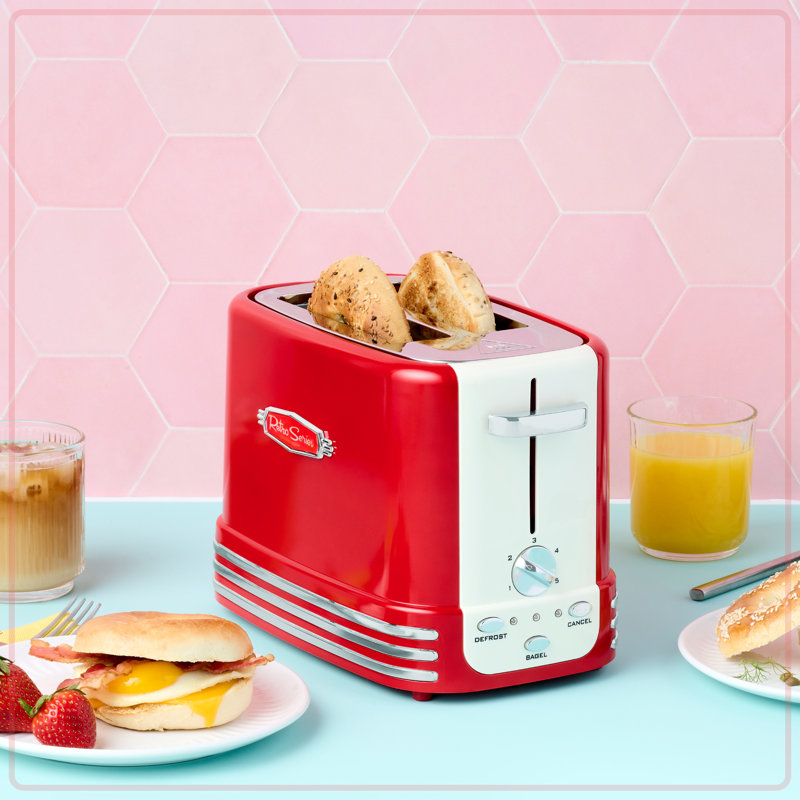 Nostalgia 2 Slice Toaster, Red