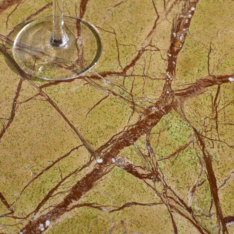 Table d'appoint ronde en marbre Danny, Brun / Beige