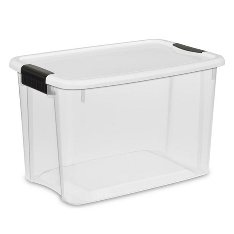 Sterilite Clear Plastic Stackable Storage Bin with White Latch Lid