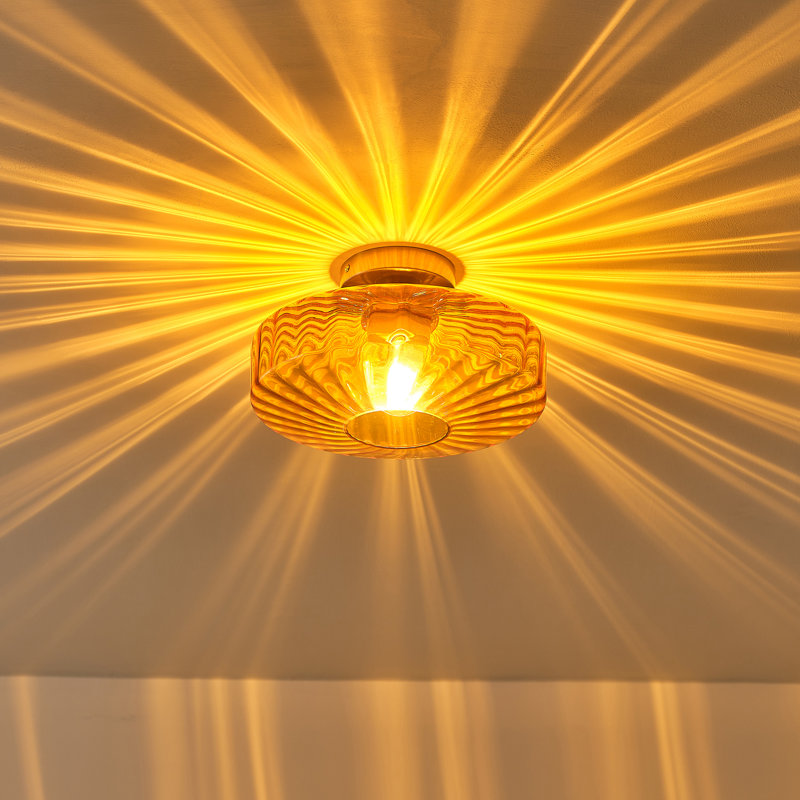 Plafonnier encastré en verre 1 lumière Virgie, Brun