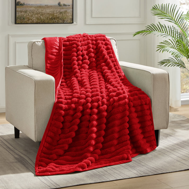 Couverture en super vison super doux réversible, Cerisier, 52 po x 82 po