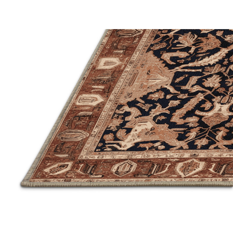 Machine Washable Persian Brown Area Rug, Rectangle 6' x 9'