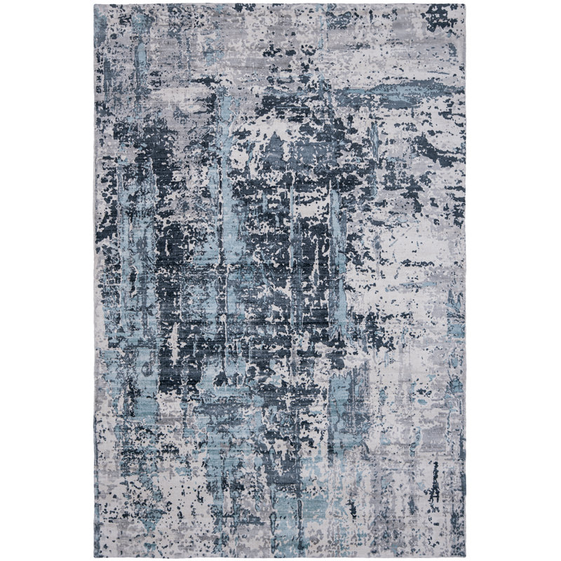 Abstract Area Rug in Blue, Rectangle 12' x 15'