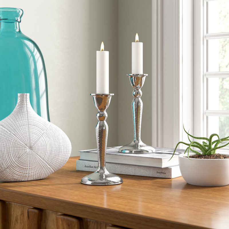6'' H Metal Candlestick with Candle Included