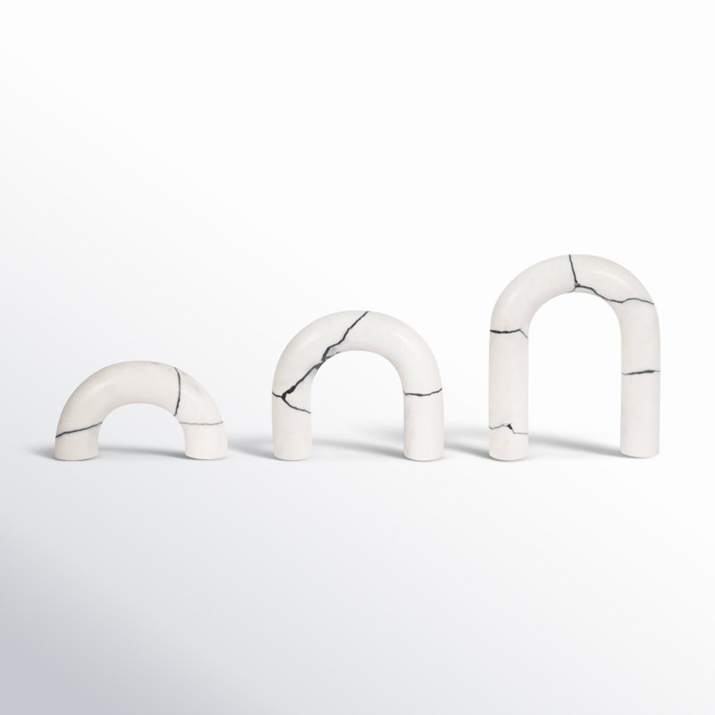 Ophira 5 and 7 and 8" Reaka White Marble Arches, 10"H, Set of 3 - 8" x 2" x 10"