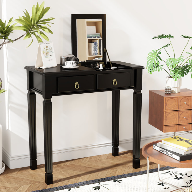 Dressing Table with Mirror, Black