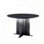 Round Black Wood Grain MDF Dining Table - Gradient White Legs, 2-4 Seats-1633118354