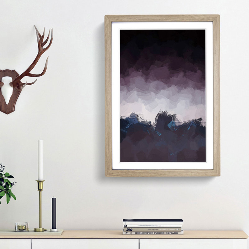 Dusky Mountains - Picture Frame Graphic Art Print, 65cm H x 48cm W x 2cm D, Oak Framed