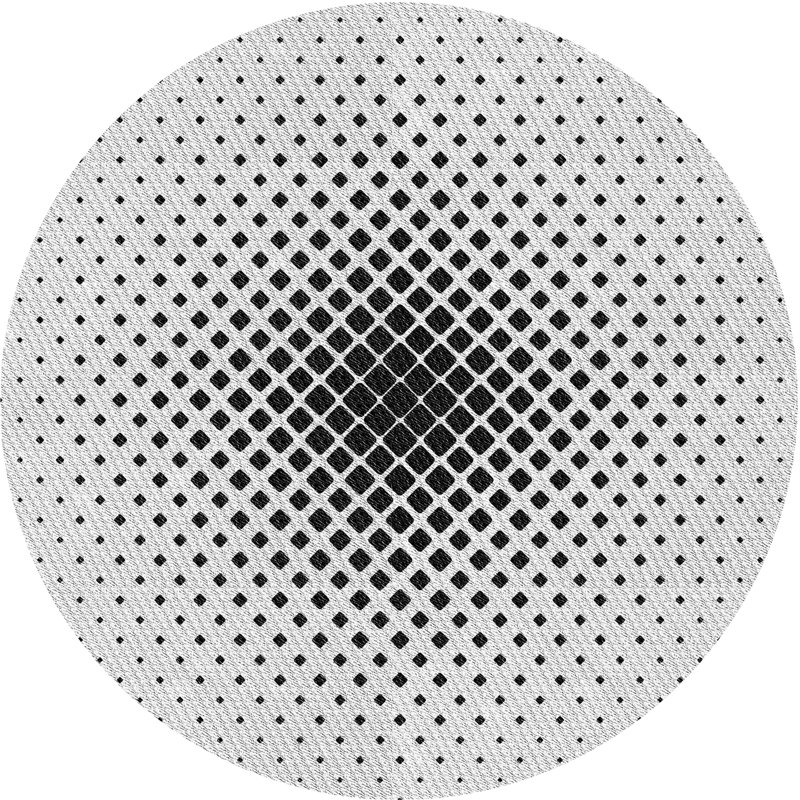 Tapis noir/gris à motifs, Rond 4 pi
