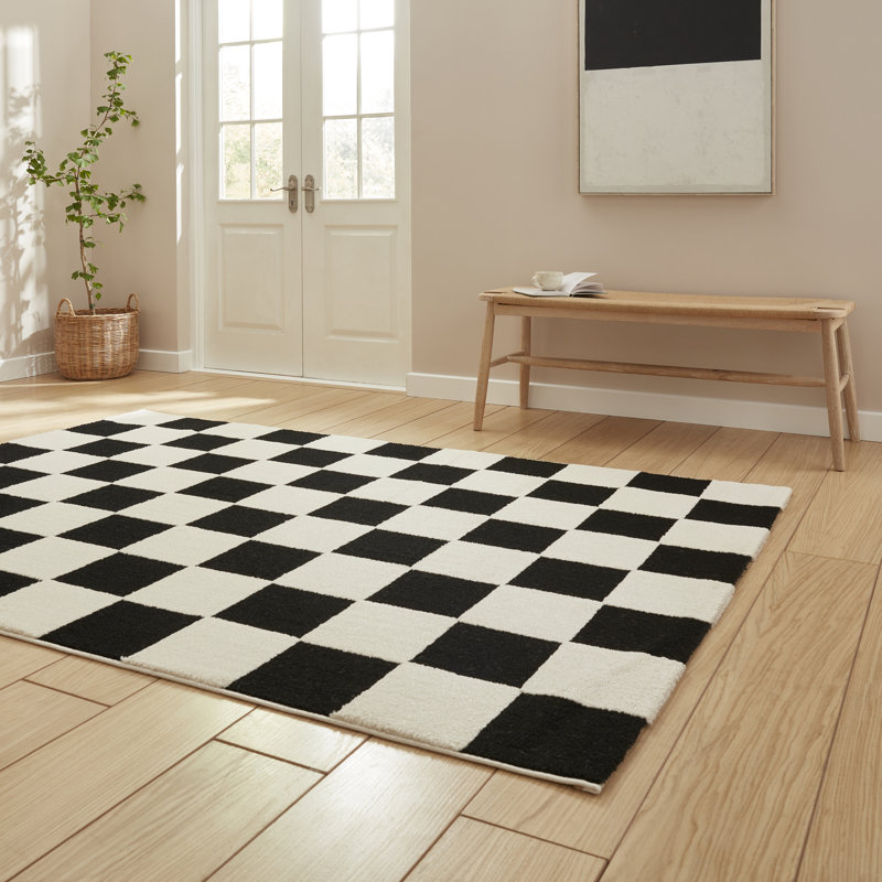 Chequered Machine Tufted Area Rug, Rectangle 160 x 230 cm