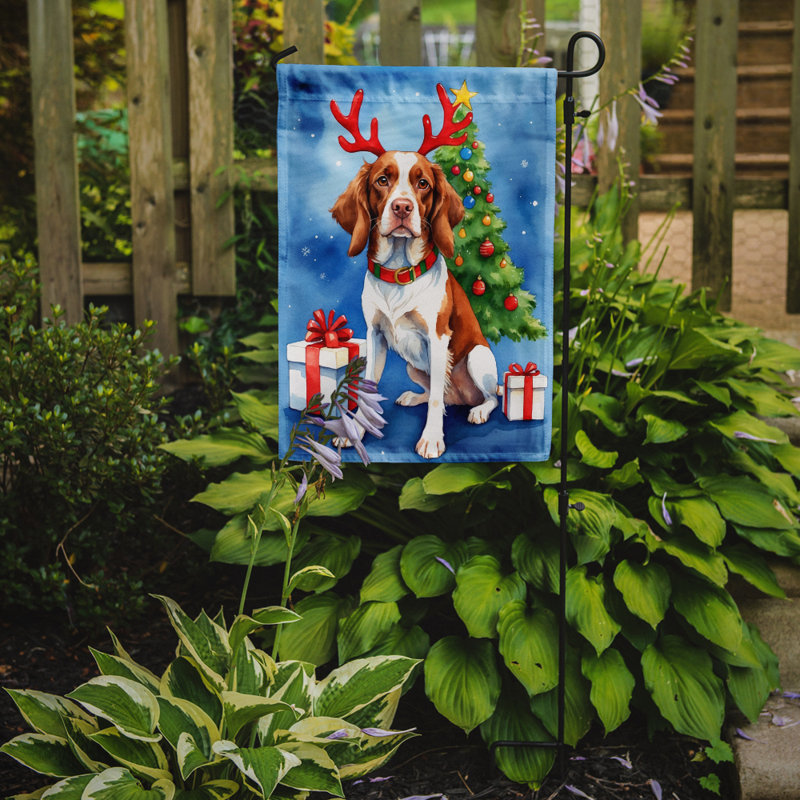 Drapeau de Noël renne de jardin, Épagneul Brittany