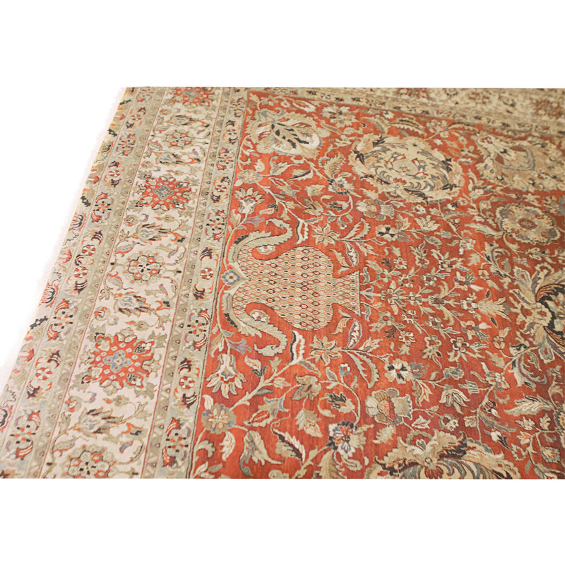Hand Knotted Wool Area Rug in Red