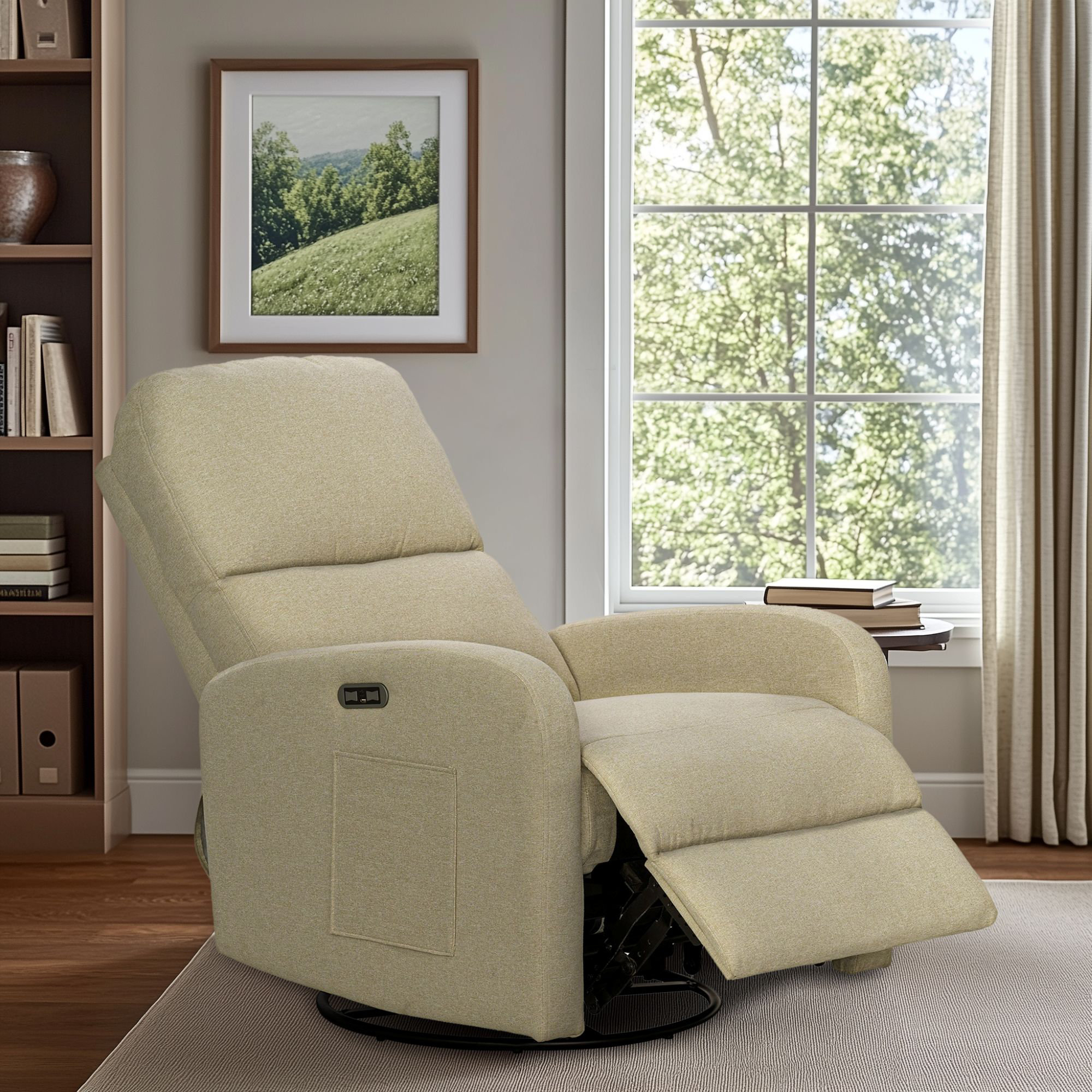 Ebern Designs Power Recliner 3-In-1 With Swivel, Glider, USB Ports ...
