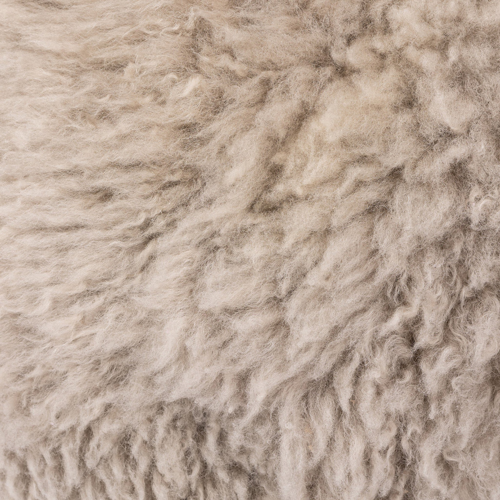 Genna Upholstered Ottoman, Taupe Mongolian Genuine Fur