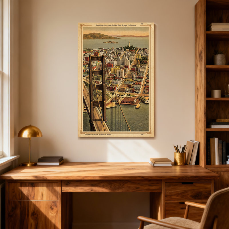 «Scenic & Cityscapes San Francisco Golden Gate Bridge Cityscape», reproduction d'art rétro