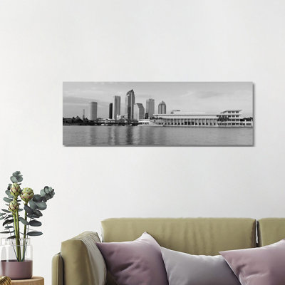 Tampa Skyline Cityscape 1 Piece Wrapped Canvas Panoramic Wall Art