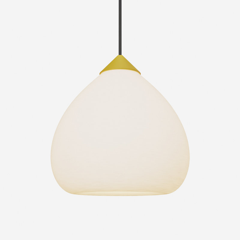 Gulp Pendant Light, Mustard, Black, 14.6" H x 9.45" W x 9.84" D