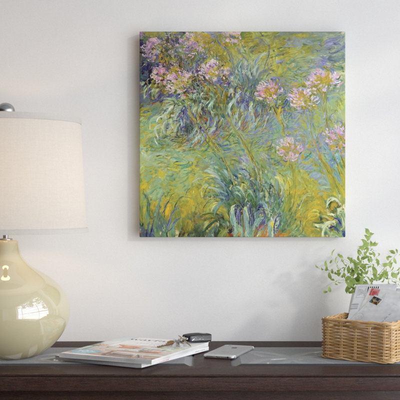 Reproduction d'art graphique sur toile, "Agapanthus, 1930-26" par Claude Monet, H 37 po x l 37 po x P 1,5 po, Pas de tapis