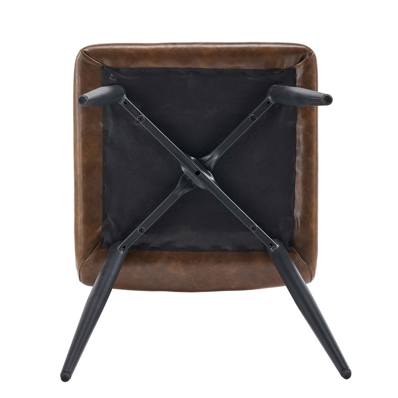 Ensemble de 4 chaises de salle à manger, chaise de cuisine en similicuir, pieds en métal, Marron foncé