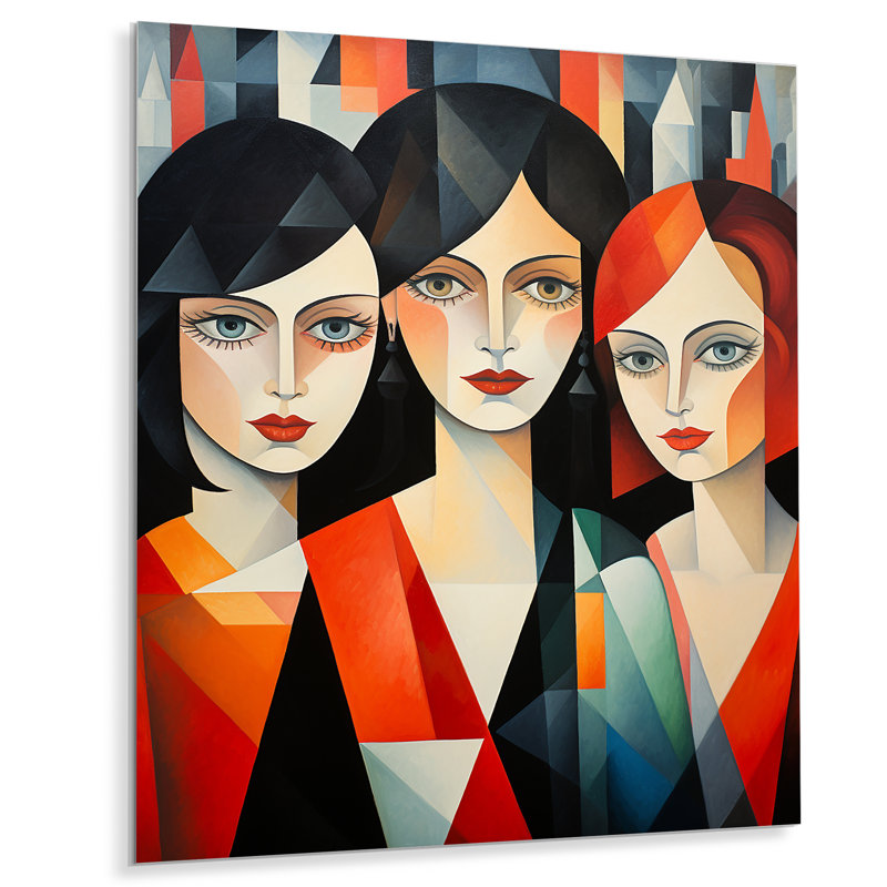 Demoiselles D Avignon Cubic Remake V - Art en métal tendance, H 32 po x l 16 po x P 1 po
