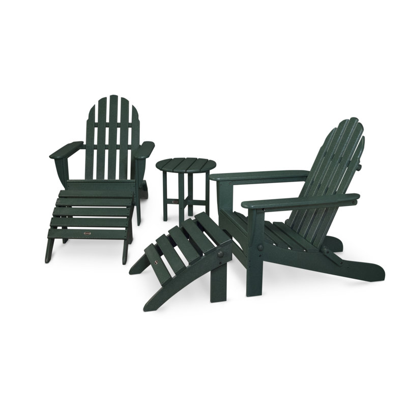 POLYWOOD Classic Adirondack 5-Piece Casual Set, Green
